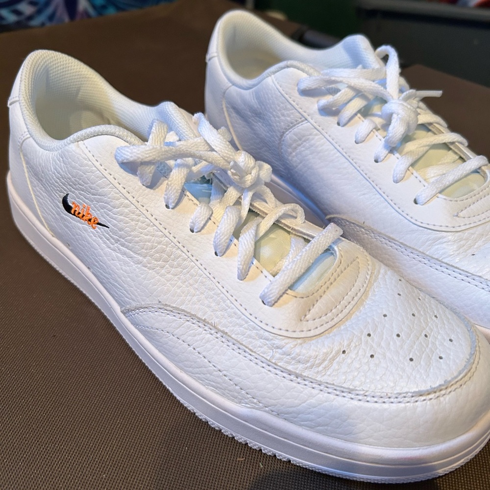 Nike White and Orange Men's Sneakers